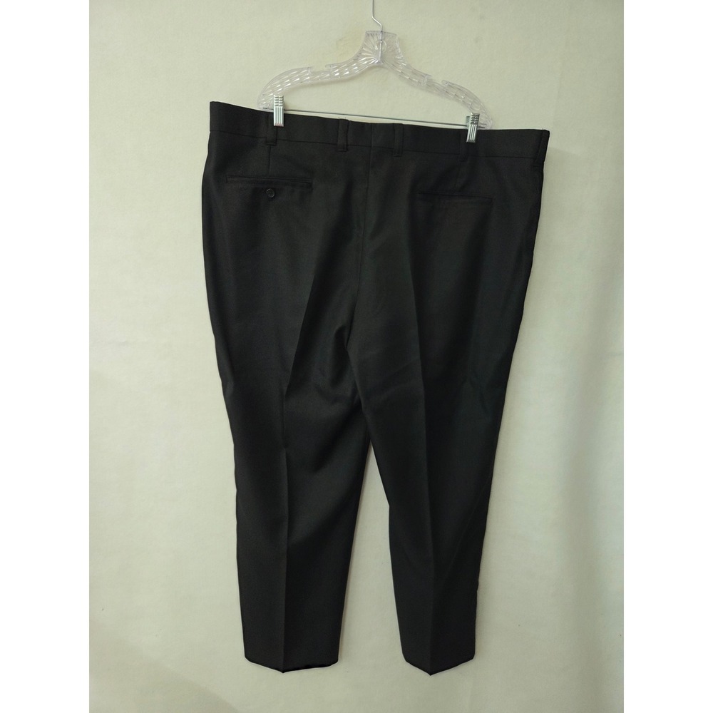 CM Silver Edition Men Black Flat Front Dress Pants Slacks 50x32 Polyester Office - Picture 2 of 10